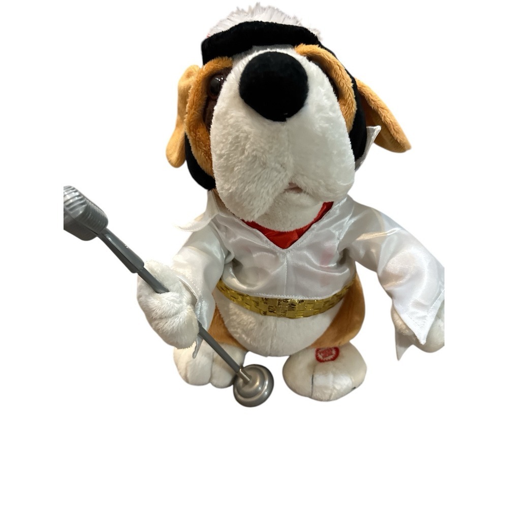 Christmas Elvis Presley Singing & Motion Plush Dog Here Comes Santa Clause Works